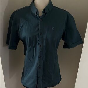 Father Sons Men's Dark Green Short Sleeve Button Down Shirt stretch